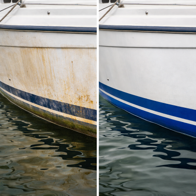 Nettoyage d'une coque de bâteau