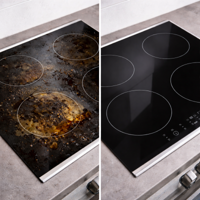 Nettoyage d'une plaque vitro céramique.